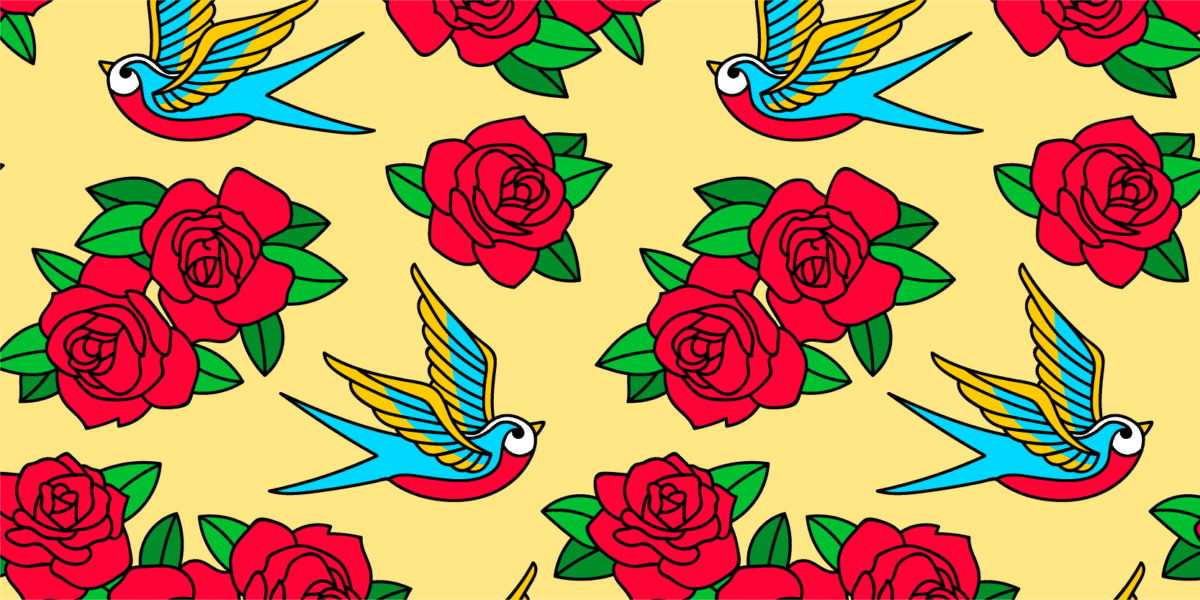 dabooty ecowear estampado rock&roses golondrinas rosas